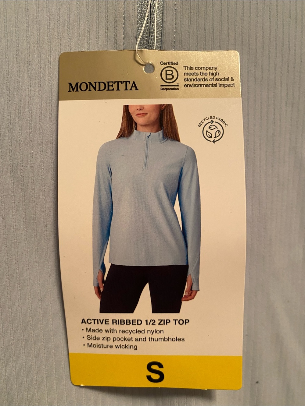 Mondetta Light Blue Ribbed 1/2 Zip Active Top…size S - Picture 6 of 6